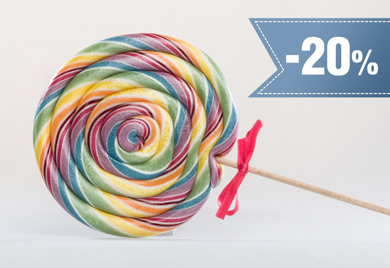 20% rabatu na kolorowe lizaki i cukierki z karmelu