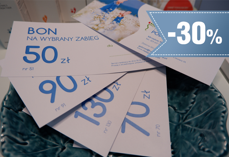 30% rabatu na wszystkie usługi i bony upominkowe